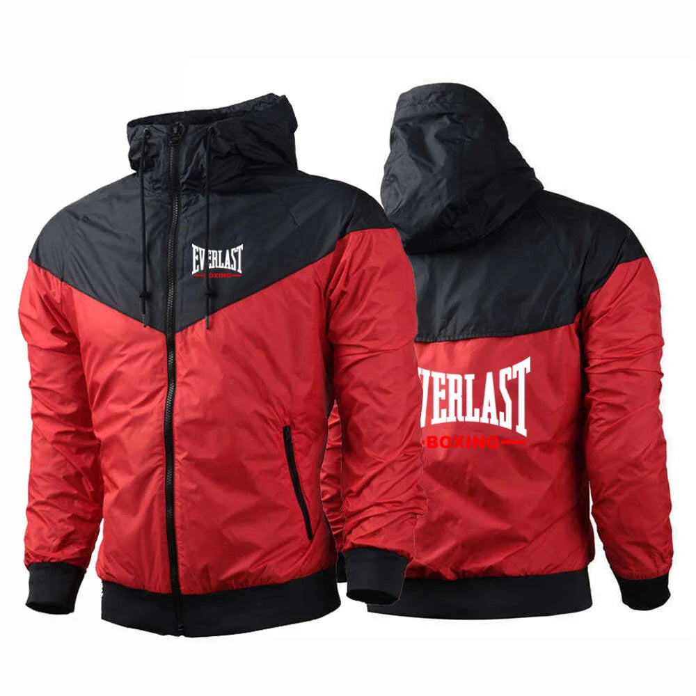Everlast Printing 2025 Men's Spring Autumn Thin Windproof Casual Hooded Color Matching Fashion Five-Color Windbreaker Coat