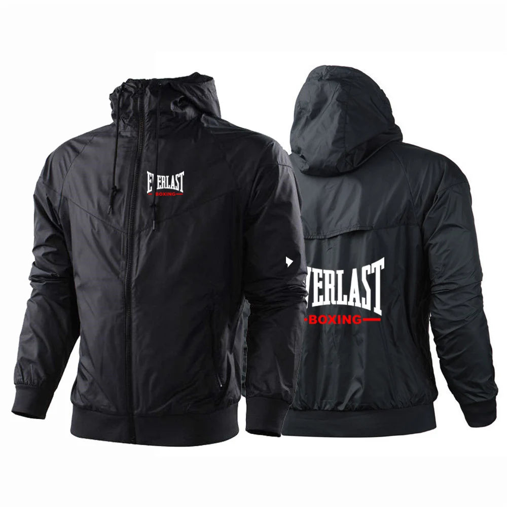 Everlast Printing 2025 Men's Spring Autumn Thin Windproof Casual Hooded Color Matching Fashion Five-Color Windbreaker Coat