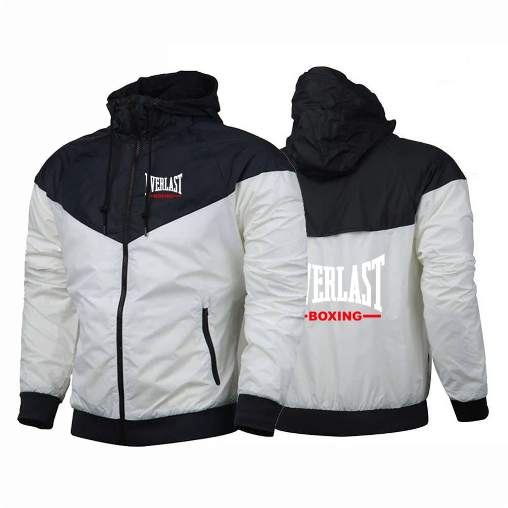 Everlast Printing 2025 Men's Spring Autumn Thin Windproof Casual Hooded Color Matching Fashion Five-Color Windbreaker Coat