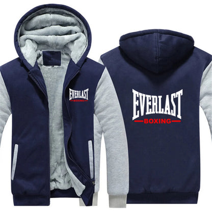Everlast Print 2025 New Men's Autumn And Winter Thicken Warm Fleece Zipper Hoodies Coat Casual Comfortable Sweatshirts