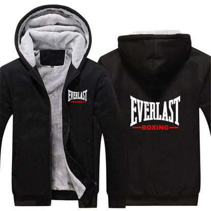 Everlast Print 2025 New Men's Autumn And Winter Thicken Warm Fleece Zipper Hoodies Coat Casual Comfortable Sweatshirts