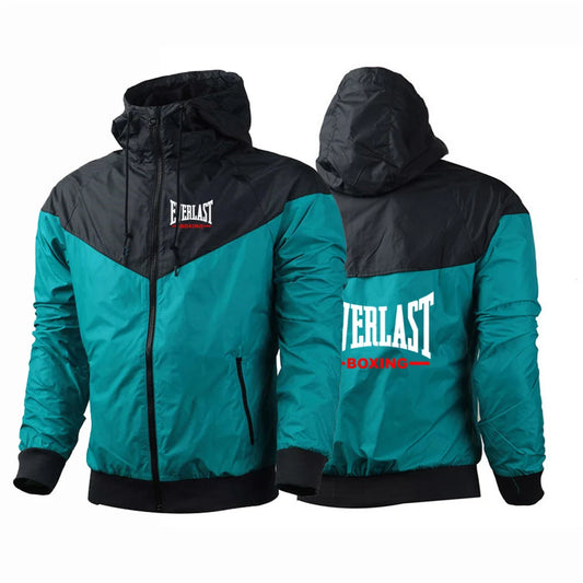 Everlast Printing 2025 Men's Spring Autumn Thin Windproof Casual Hooded Color Matching Fashion Five-Color Windbreaker Coat