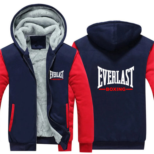 Everlast Print 2025 New Men's Autumn And Winter Thicken Warm Fleece Zipper Hoodies Coat Casual Comfortable Sweatshirts