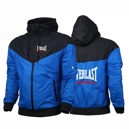 Everlast Printing 2025 Men's Spring Autumn Thin Windproof Casual Hooded Color Matching Fashion Five-Color Windbreaker Coat